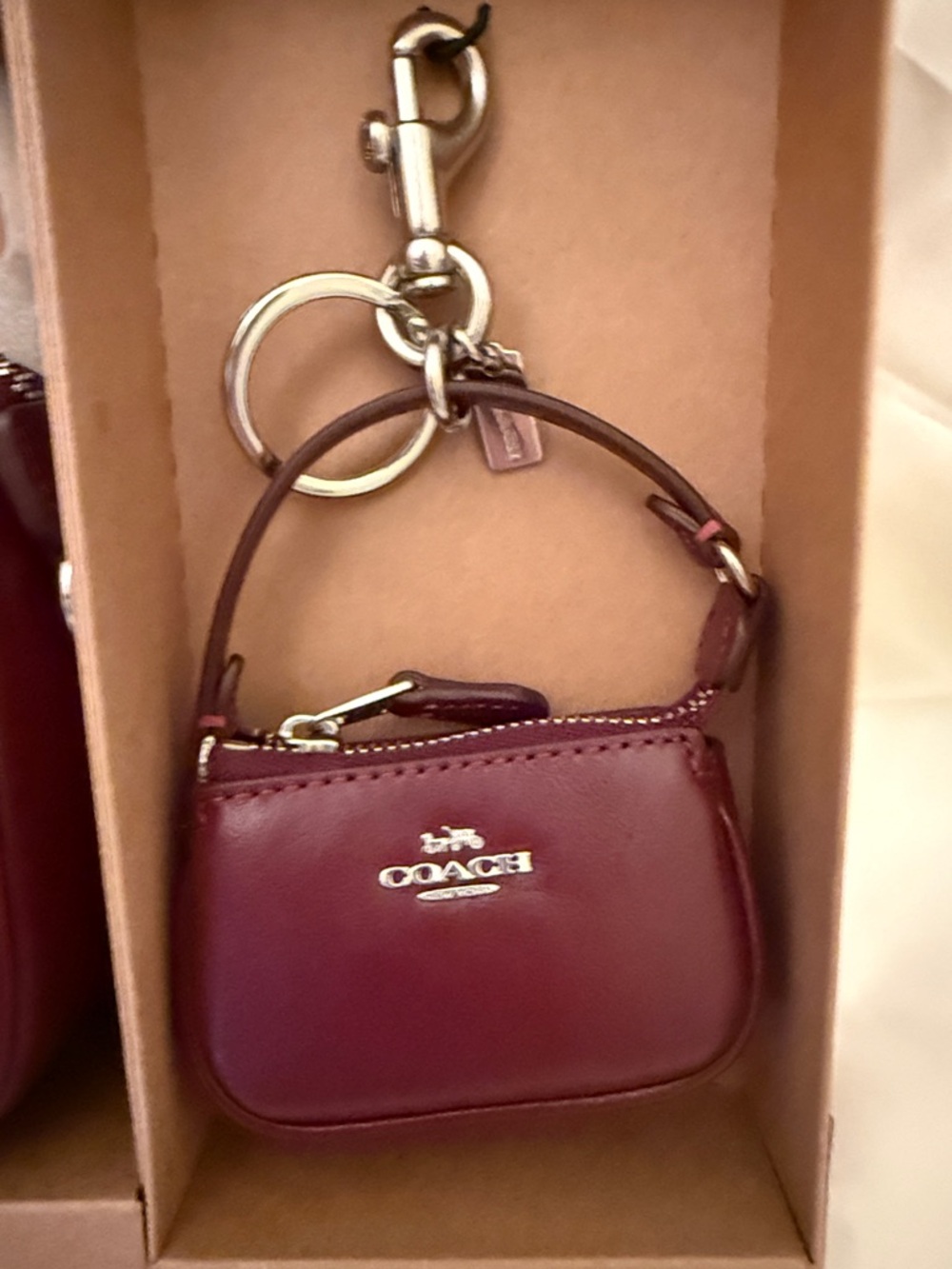 ♥️Coach NWT Dark Wine Boxed Nolita 19 And Nolita Bag Charm Set/Silver Hardware - Picture 6 of 8